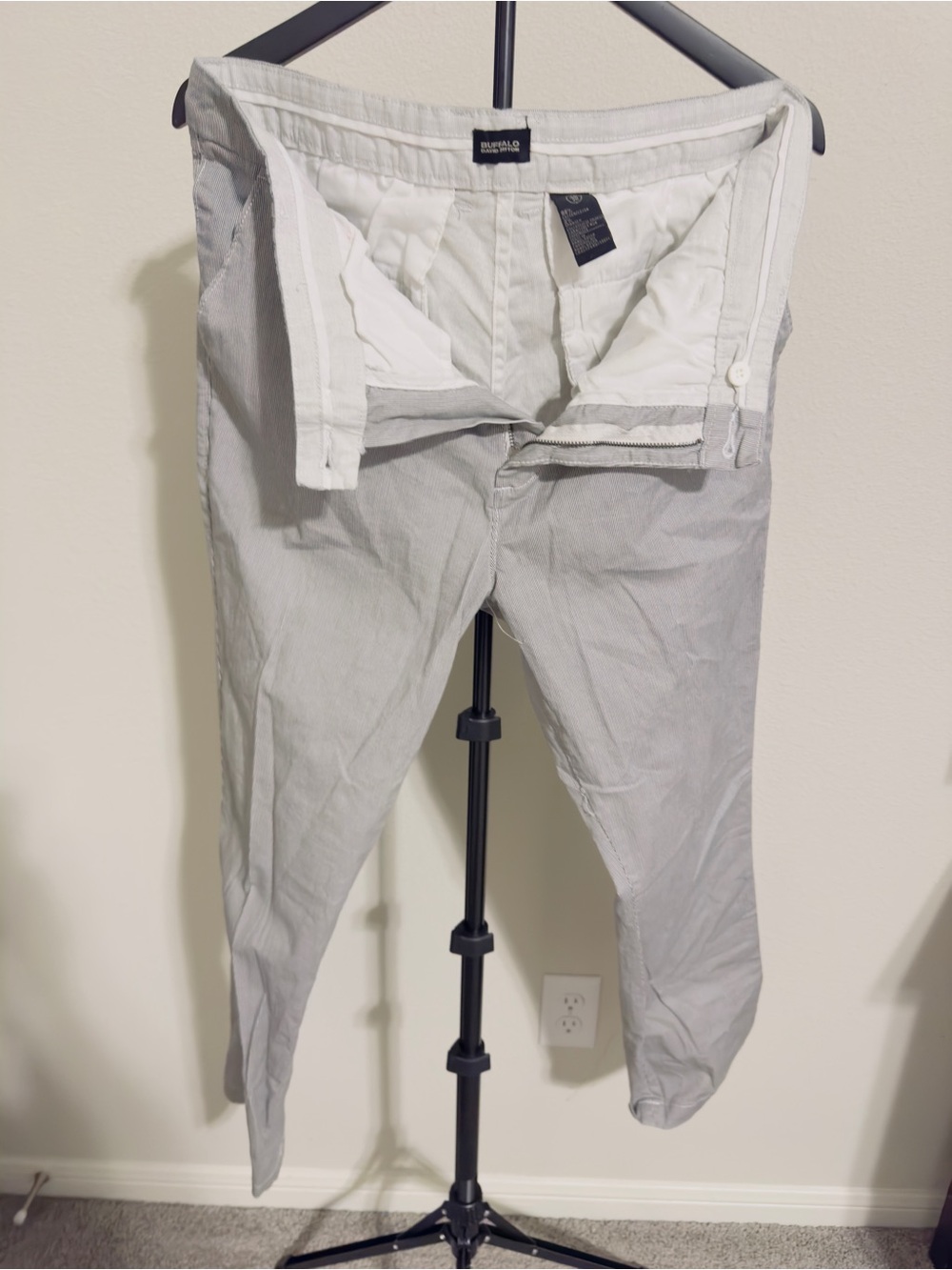 Buffalo David Bitton Men’s Stretch Micro Stripe Chino Pants Gray Size 34/30
